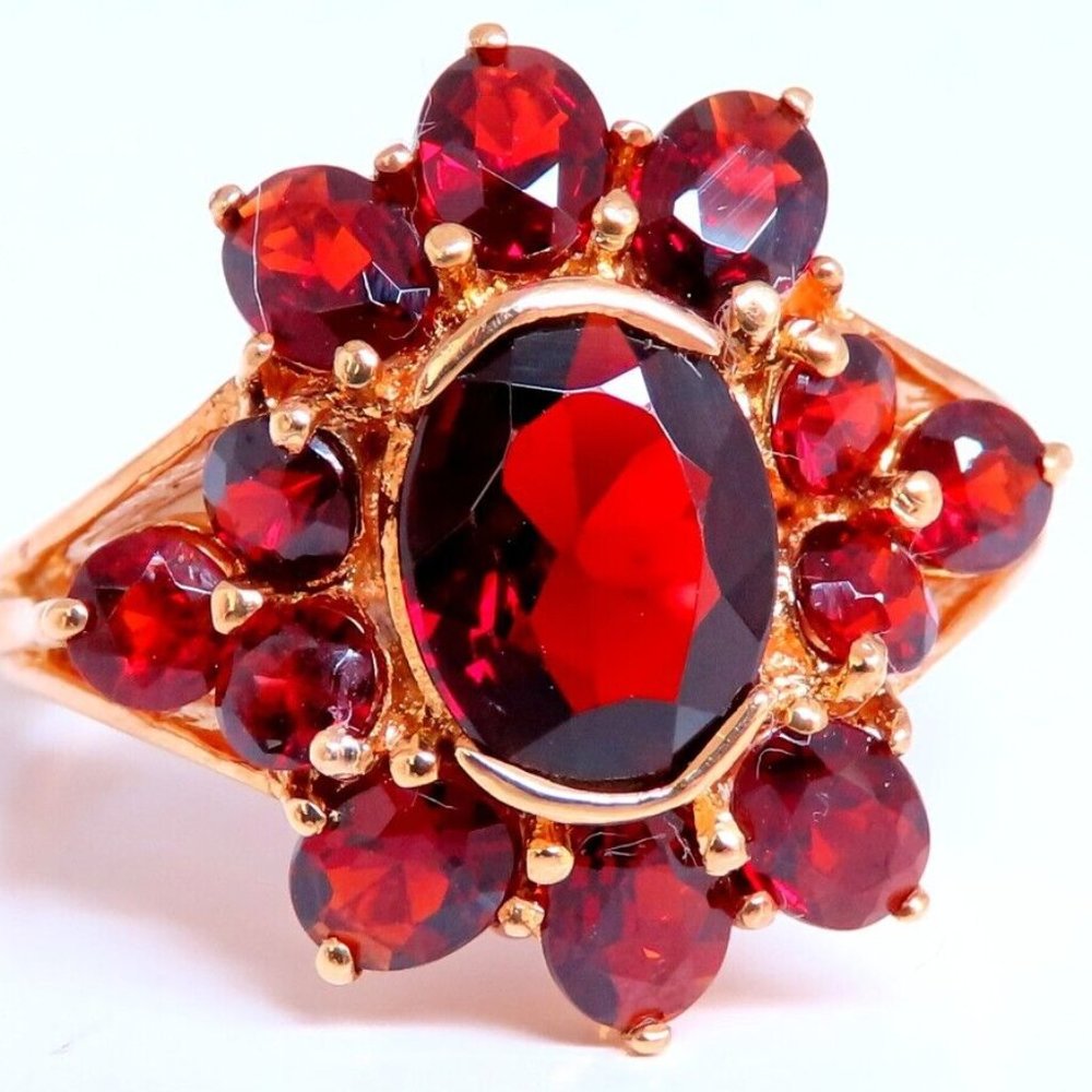 3ct Natural Garnet Cluster Ring 14kt Gold*